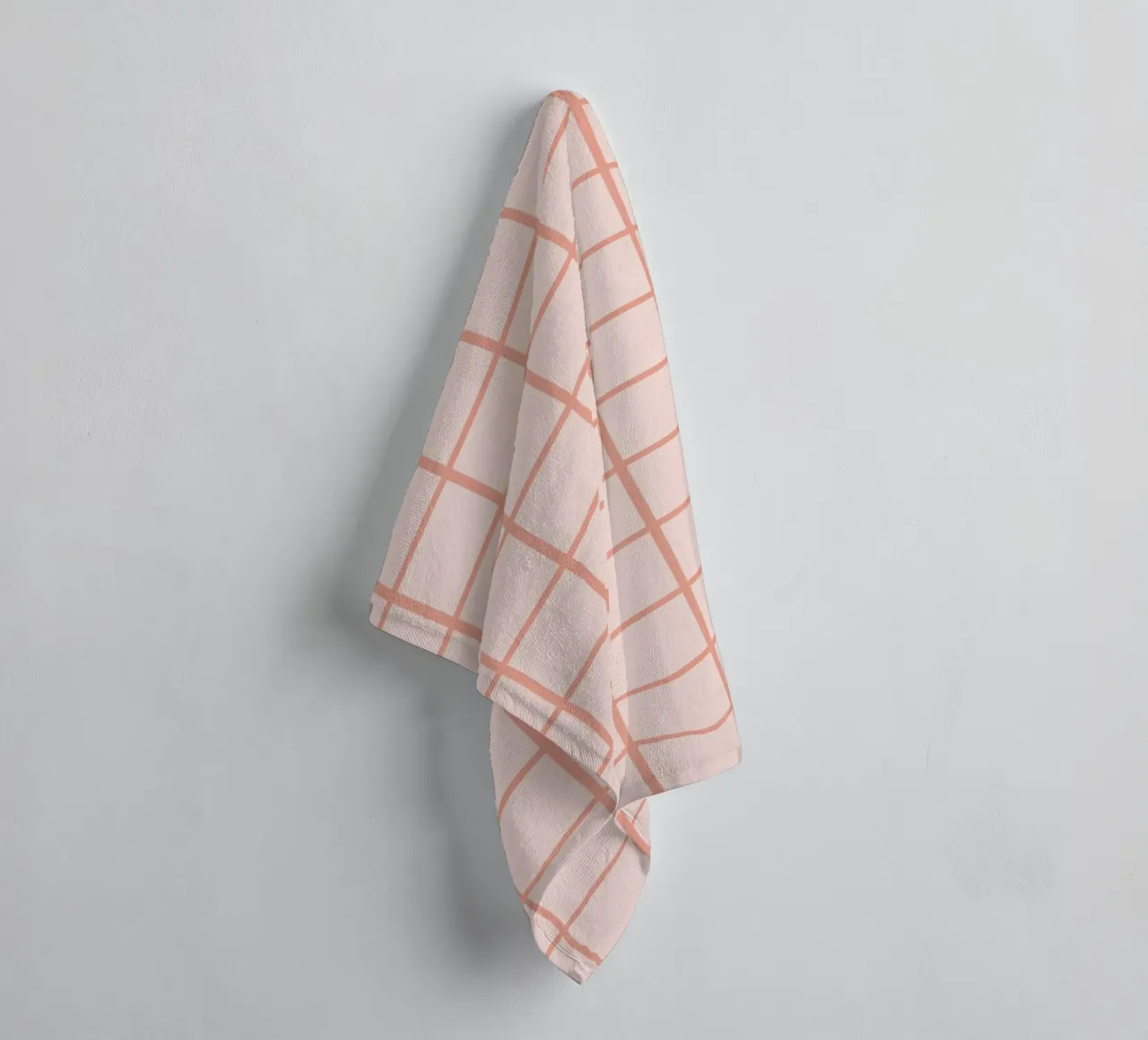 Peach Grid Pattern towel by Paigaam Studio