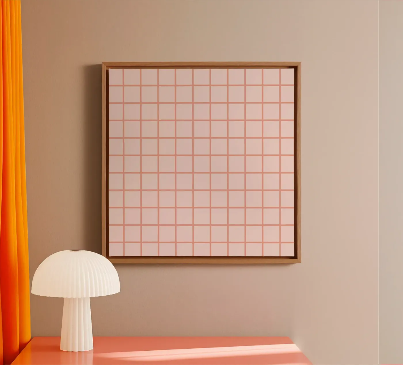 Peach Grid Pattern canvas by Paigaam Studio
