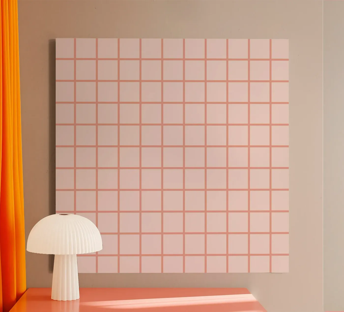 Peach Grid Pattern canvas by Paigaam Studio