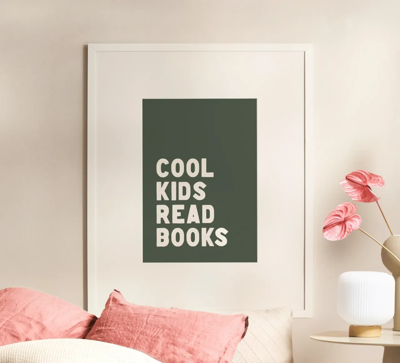 Stampa per la cameretta, libri letti dai bambini, poster verde per la stanza dei giochi poster da Little Lola