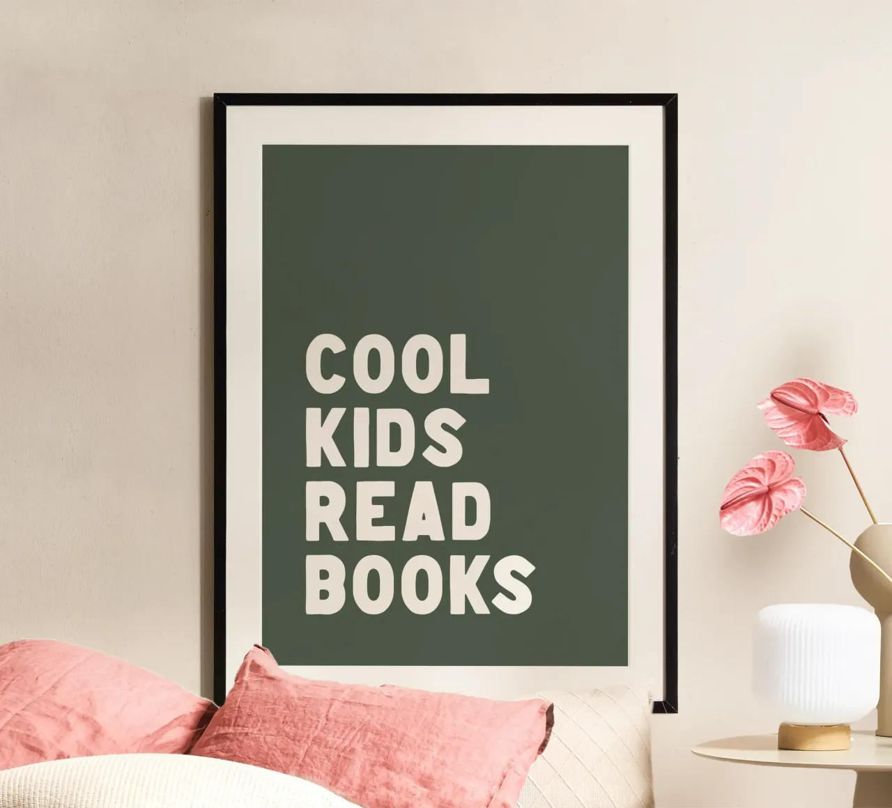 Stampa per la cameretta, libri letti dai bambini, poster verde per la stanza dei giochi poster da Little Lola