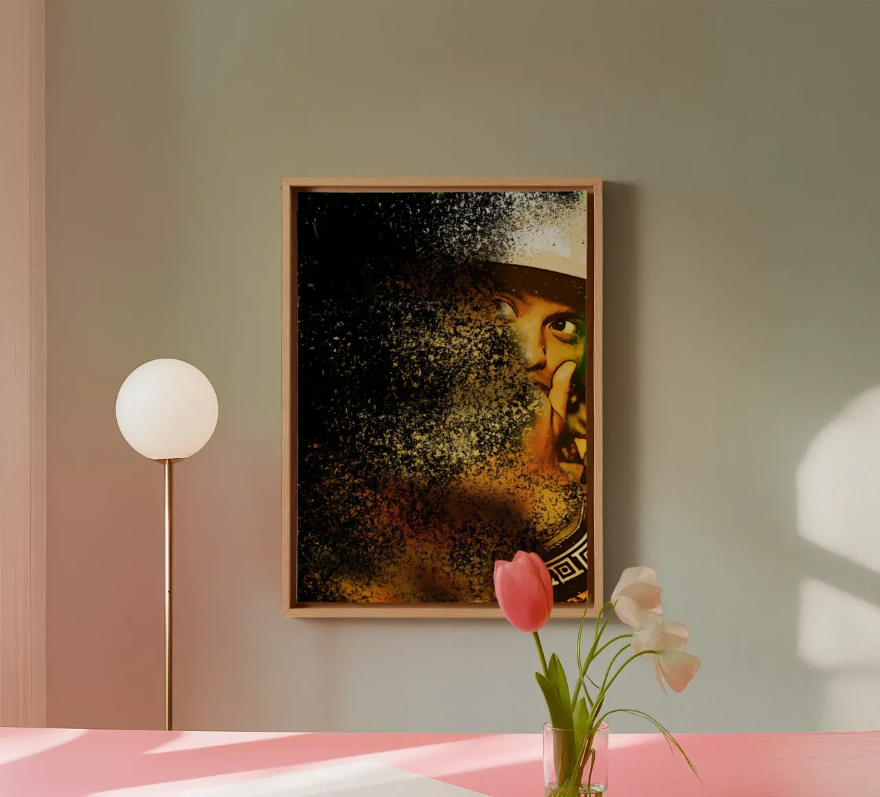 1001 bruine borsten canvas met Baklijst van aank1001