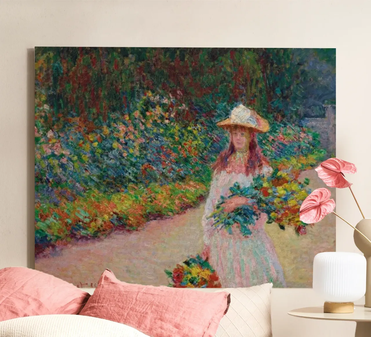 bella donna che porta i fiori tela con Cornice a cassetta da belong shop