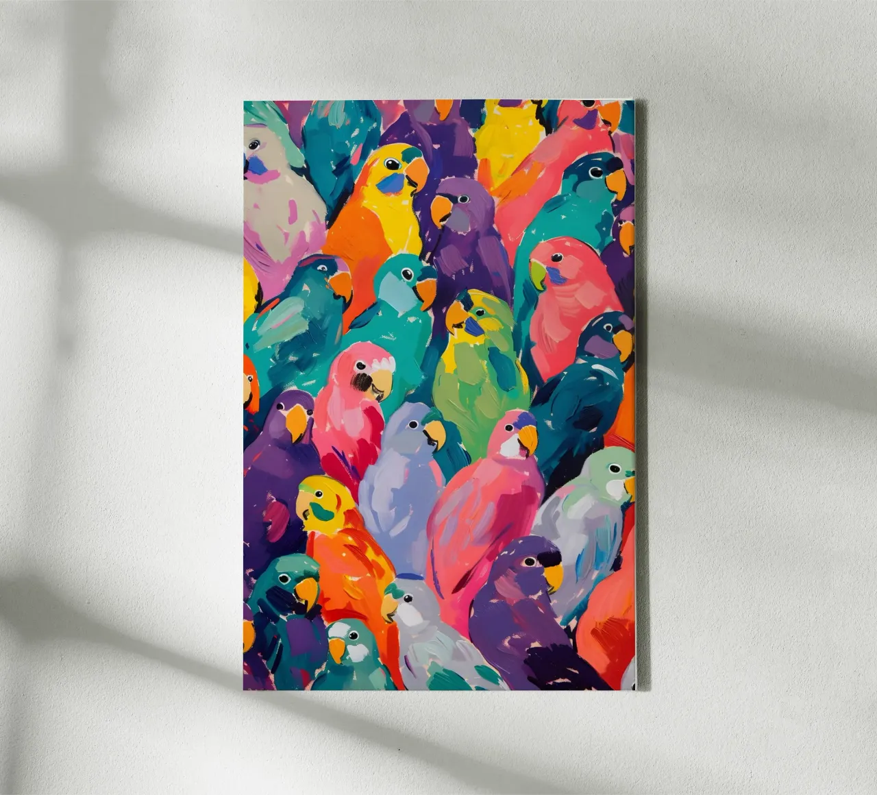 Uccelli di diversi colori tela con Cornice a cassetta da Yaso Design & Art