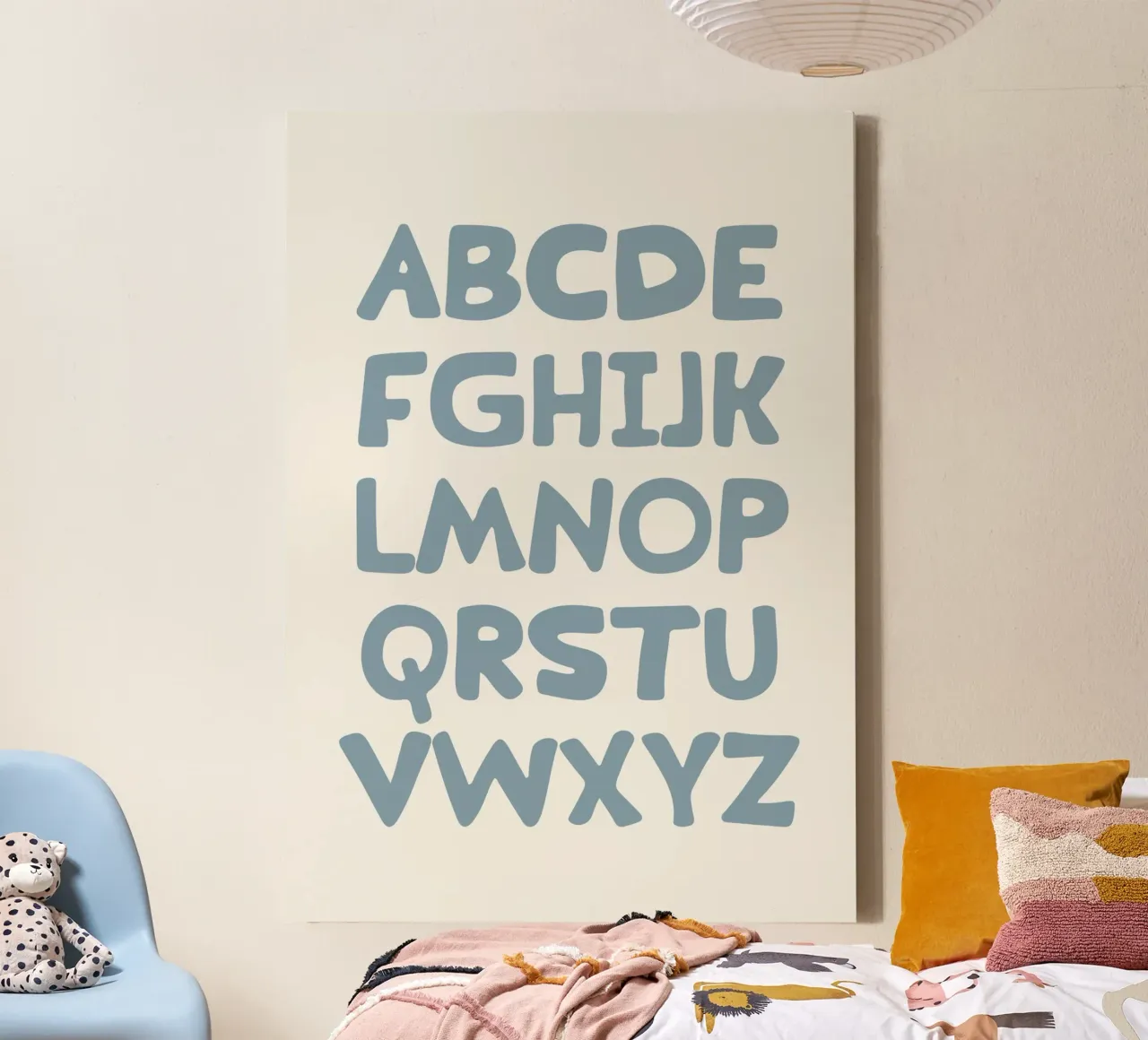 Alphabet Print, Educational Art for Kids, Playroom Nursery canvas with Floater frame by Little Lola