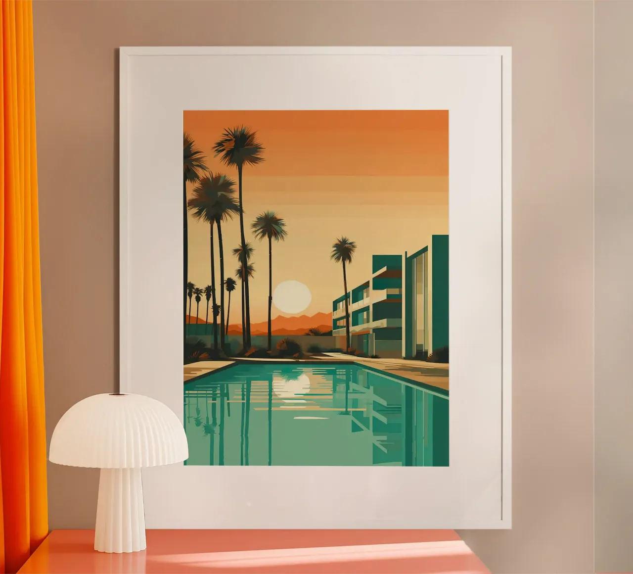 Sunset At The Hotel poster con telaio in legno da lennytravers
