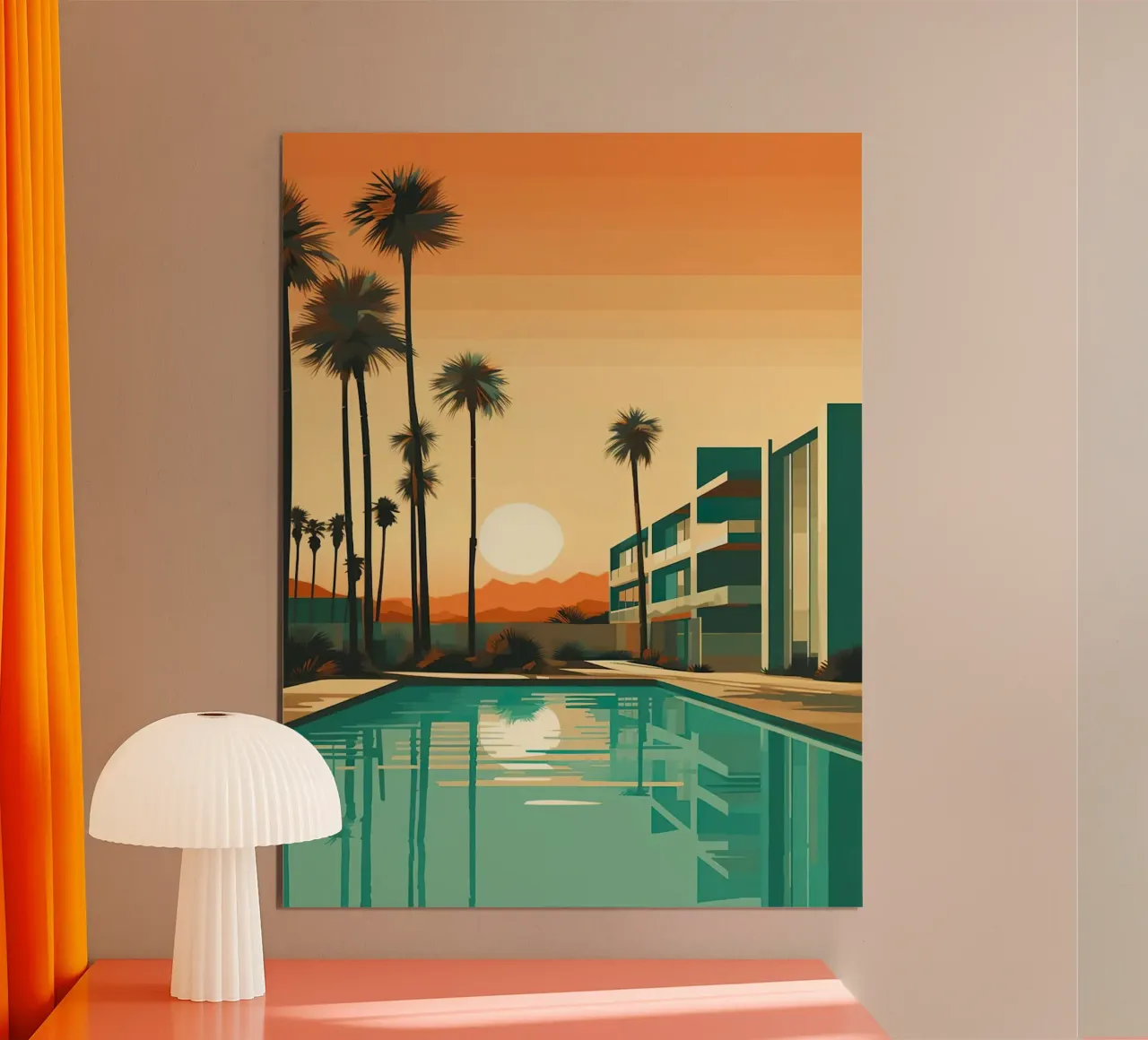 Sunset At The Hotel poster con telaio in legno da lennytravers