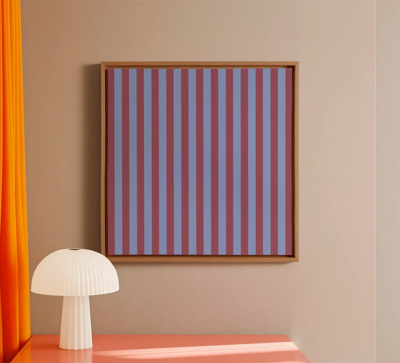 Maroon and Blue Stripes Pattern canvas with Floater frame by Paigaam Studio
