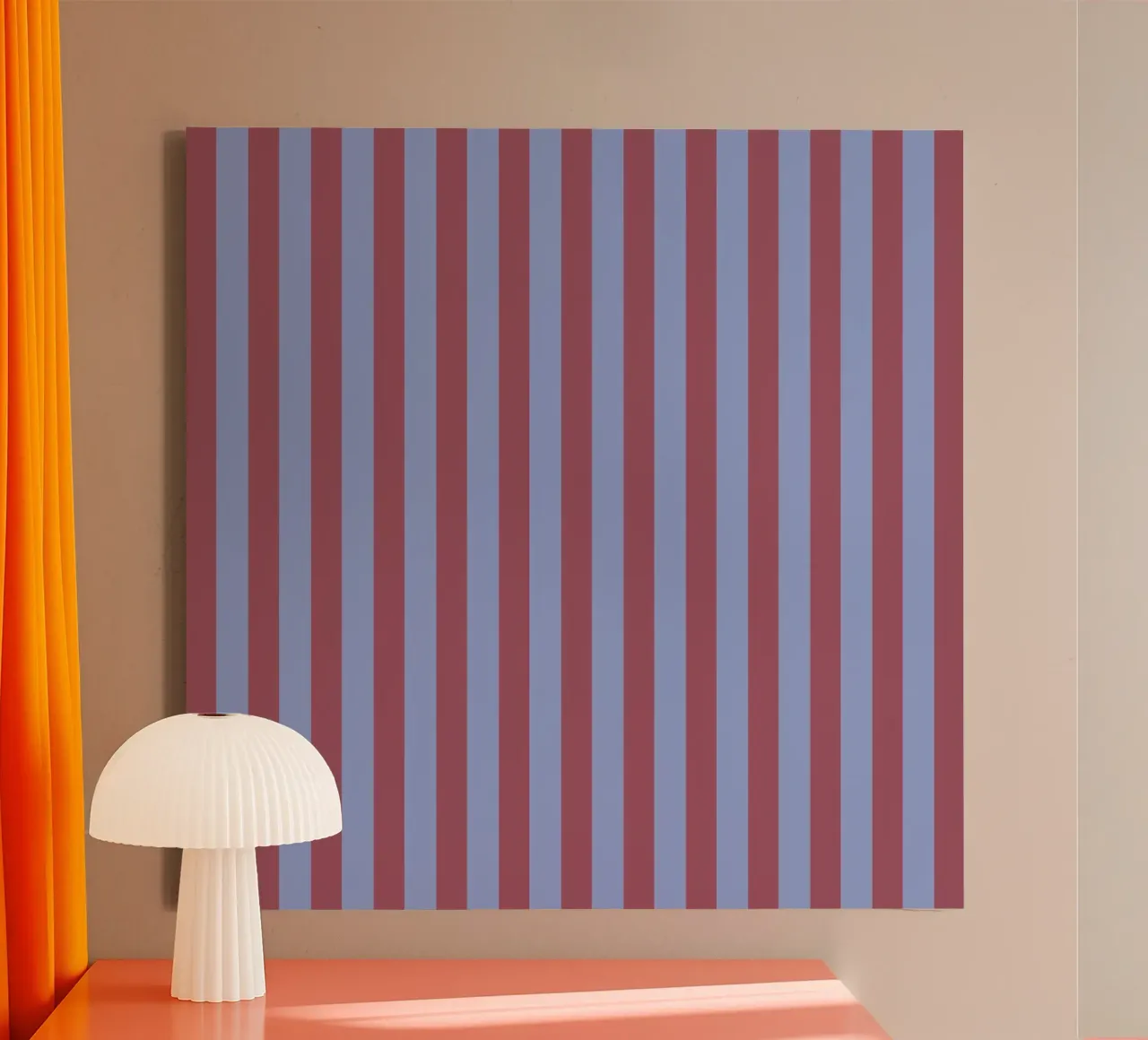 Maroon and Blue Stripes Pattern canvas with Floater frame by Paigaam Studio