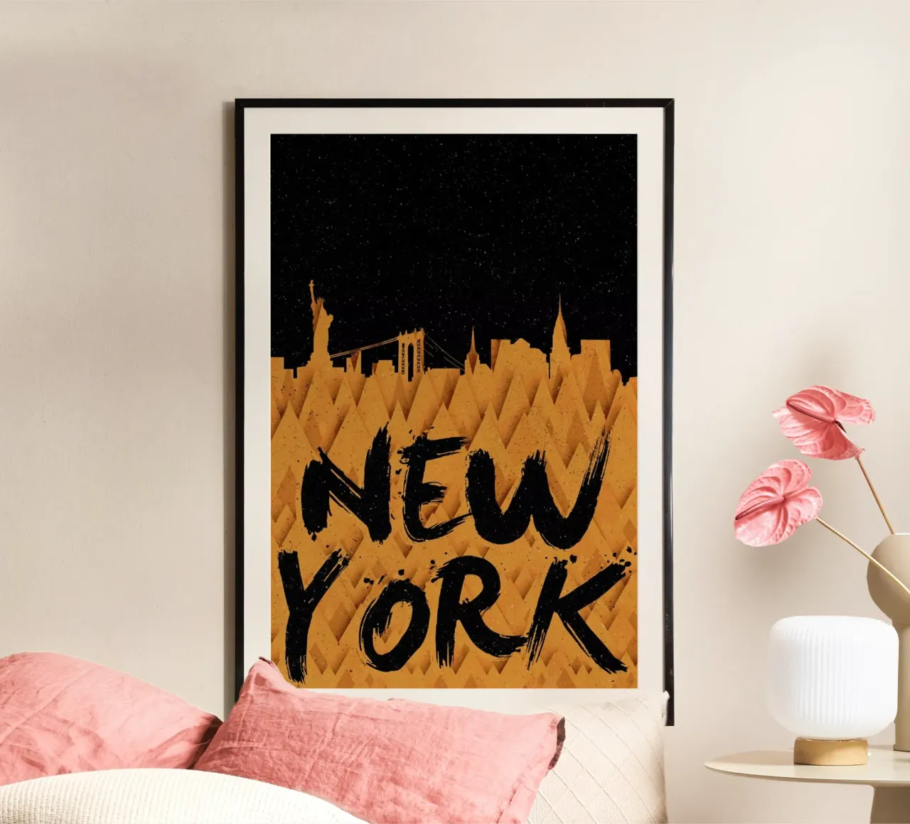 New York poster con telaio in legno da Danny Ivan