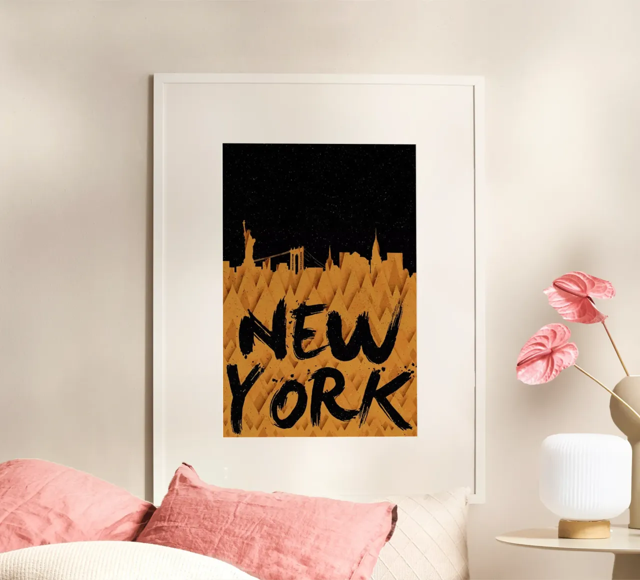 New York poster con telaio in legno da Danny Ivan