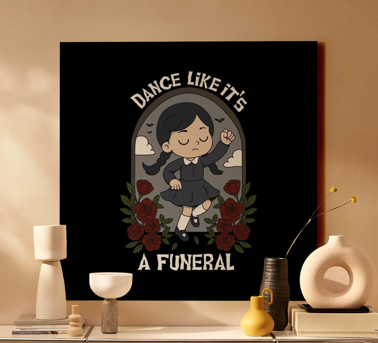 Danser comme si c'était un enterrement toile avec Caisse américaine de Loobs
