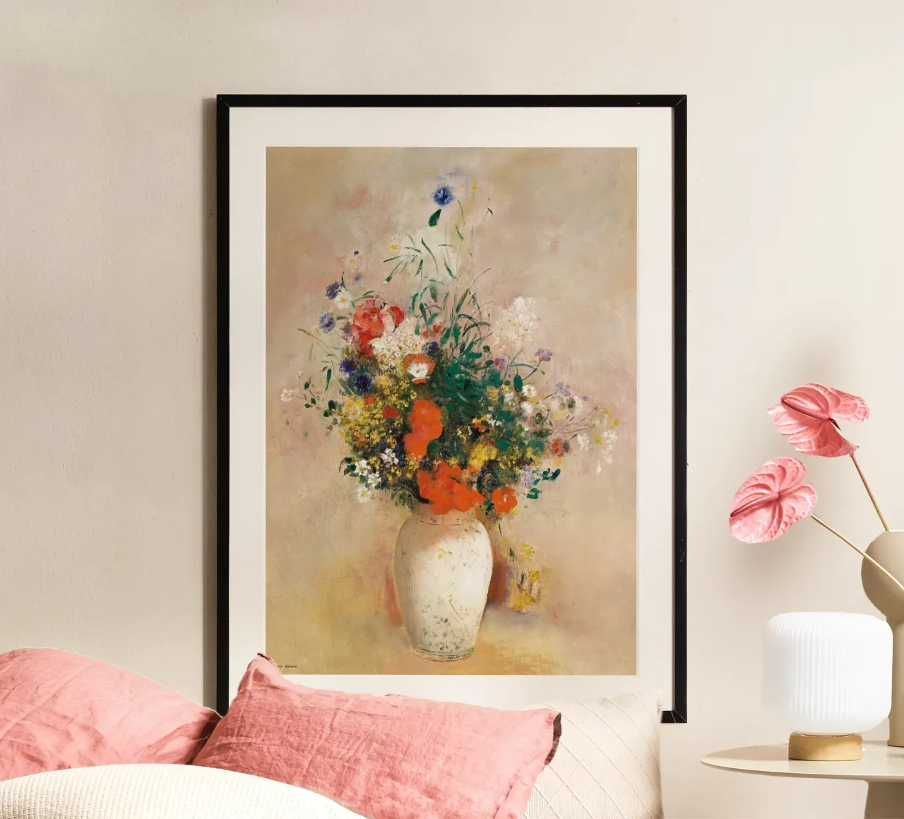 Vase of Flowers (Pink Background) poster da vintageshop