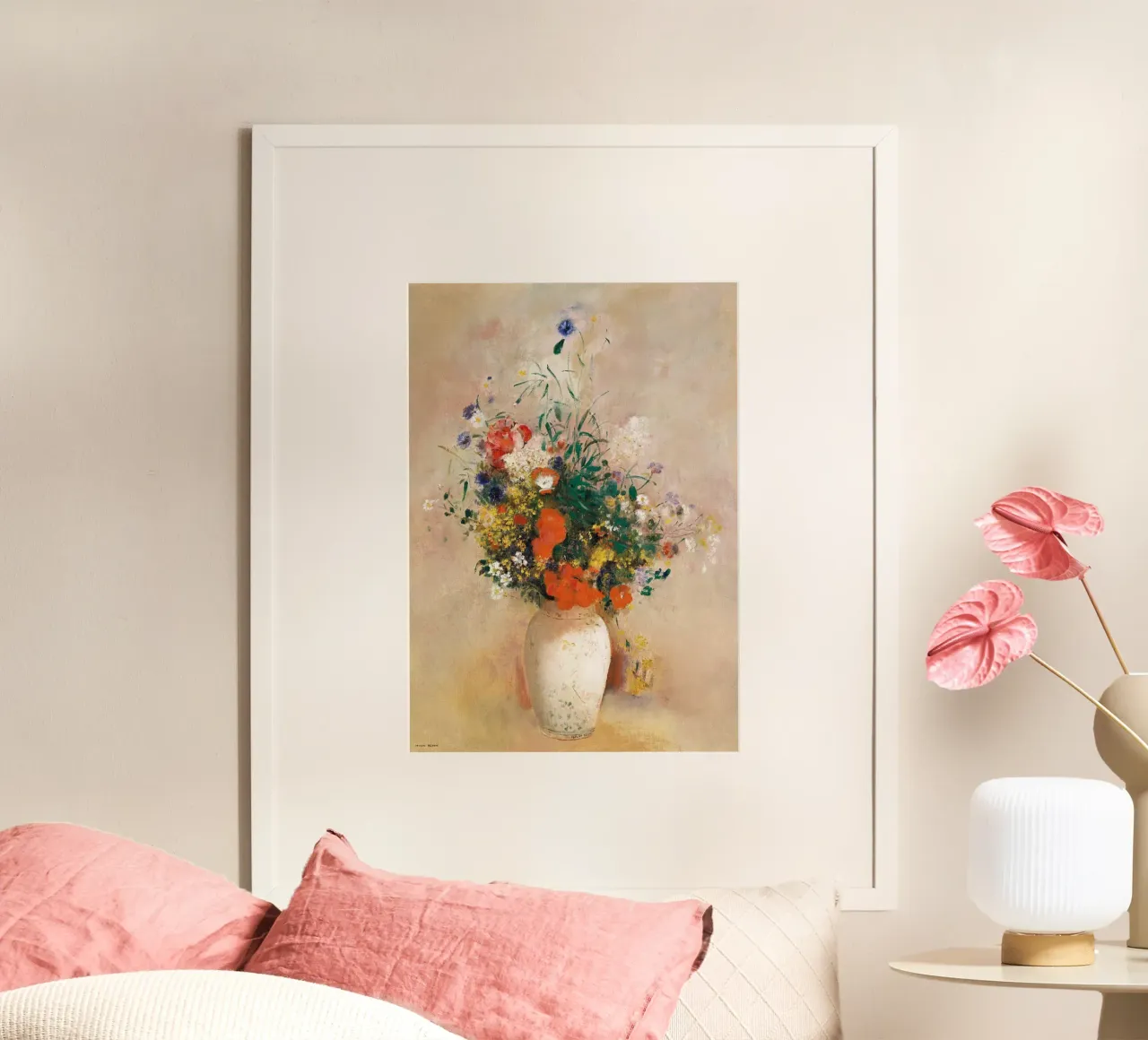 Vase of Flowers (Pink Background) poster da vintageshop