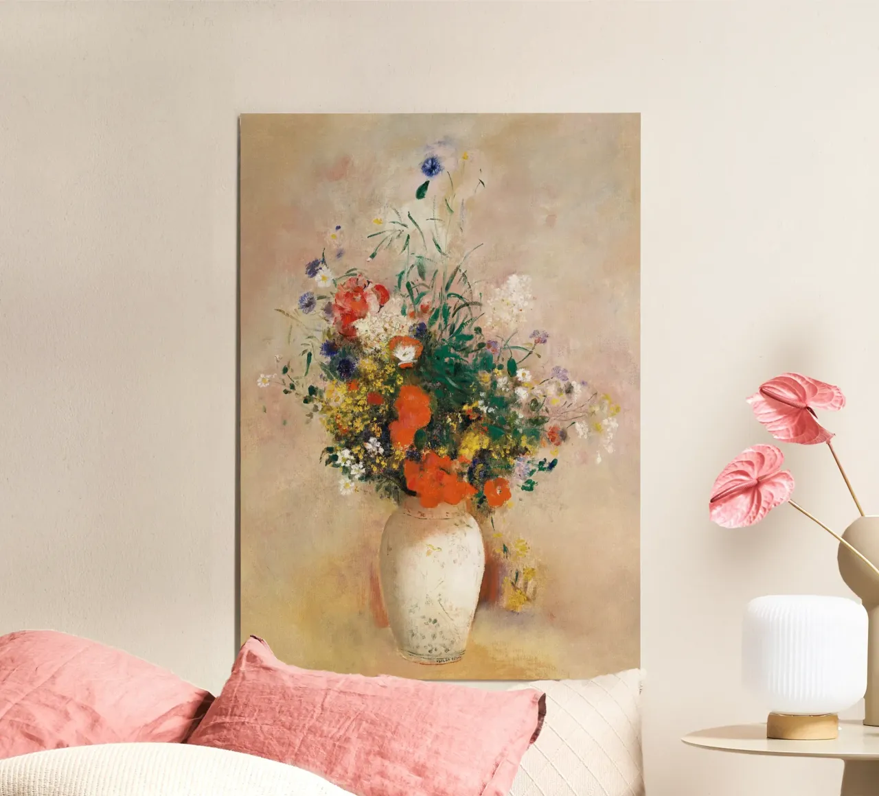 Vase of Flowers (Pink Background) poster da vintageshop