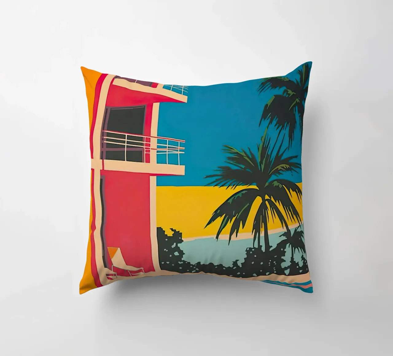 Palm Trees In The Swimming Pool cuscino da Leonard Barreiro