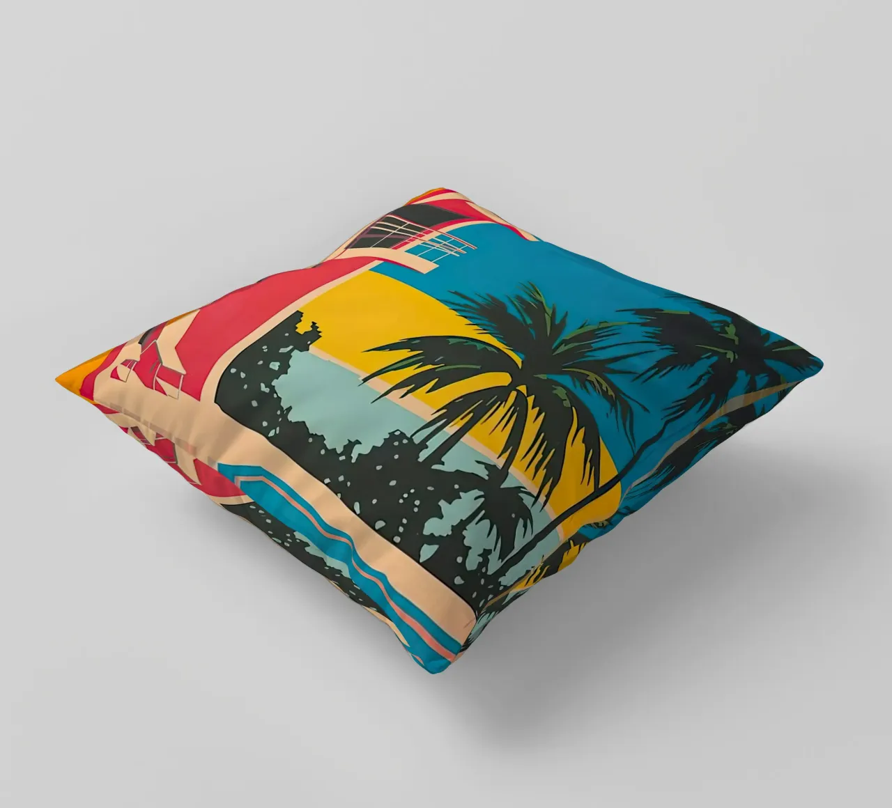 Palm Trees In The Swimming Pool cuscino da Leonard Barreiro