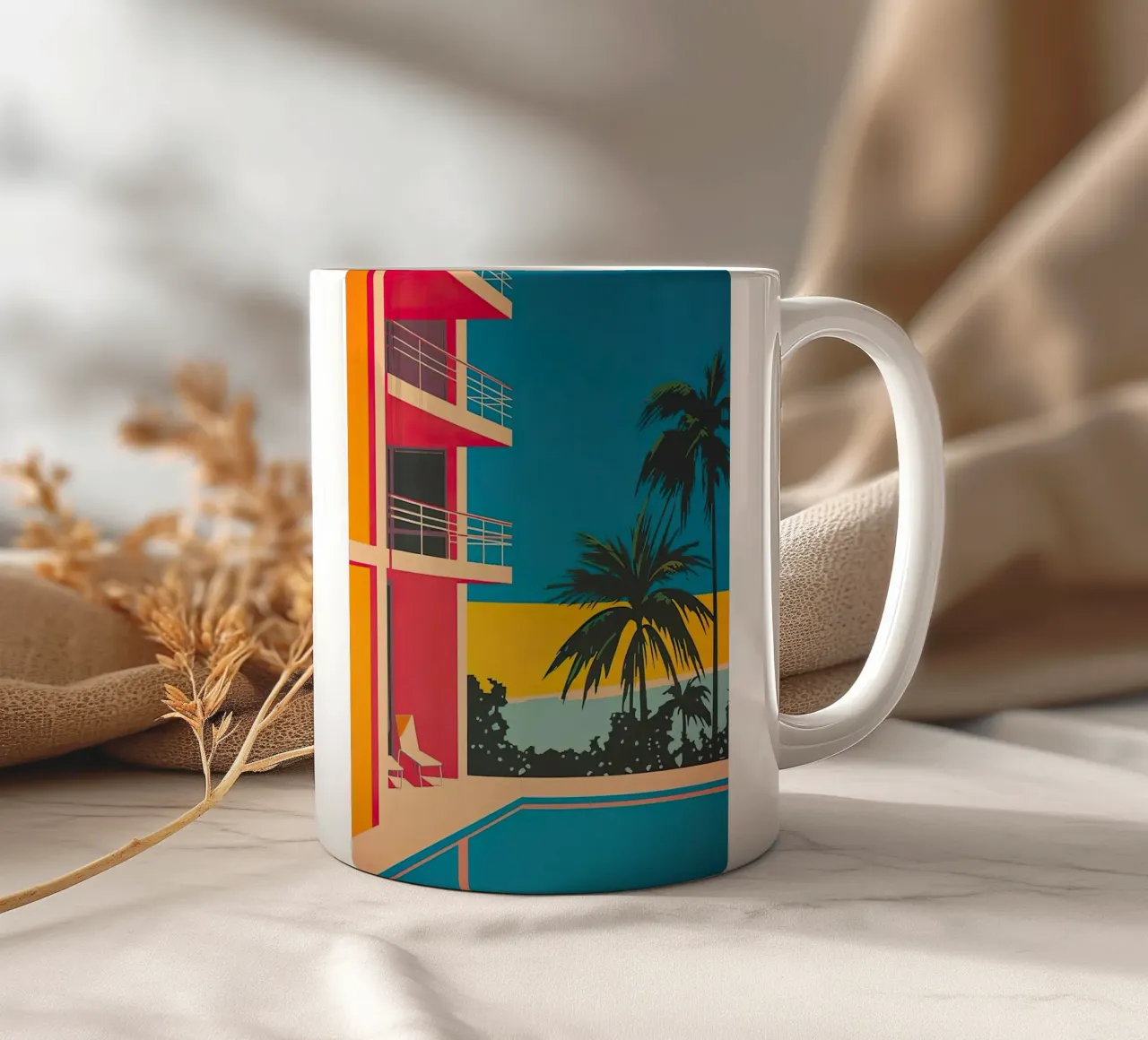 Palm Trees In The Swimming Pool tazza in ceramica da Leonard Barreiro