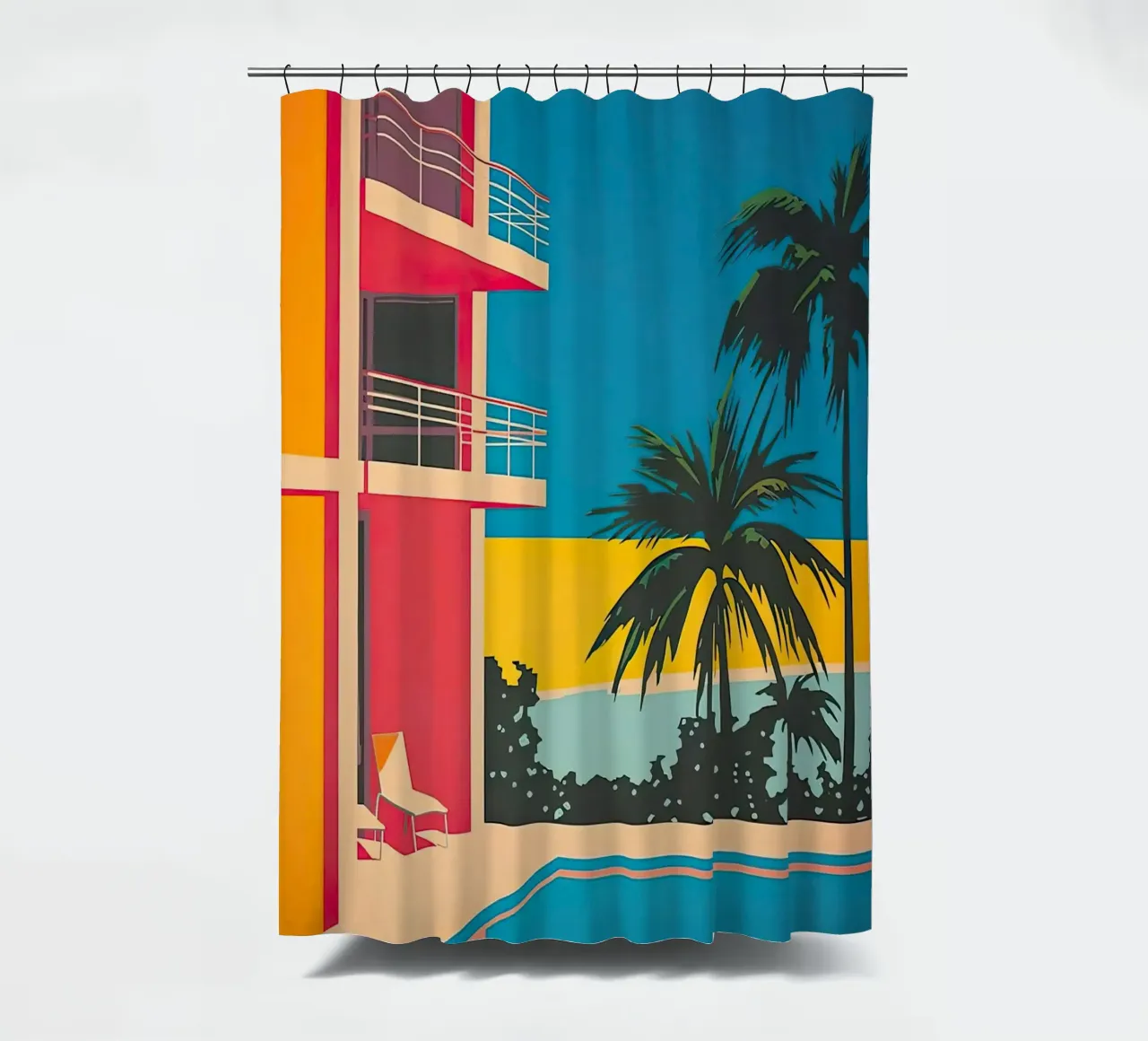 Palm Trees In The Swimming Pool tenda da doccia da Leonard Barreiro