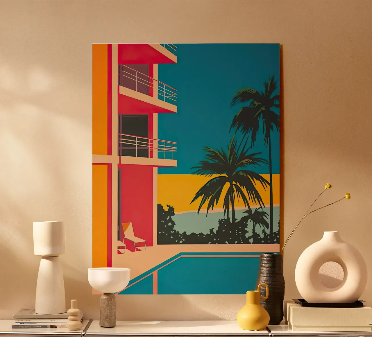 Palm Trees In The Swimming Pool plexiglass da Leonard Barreiro