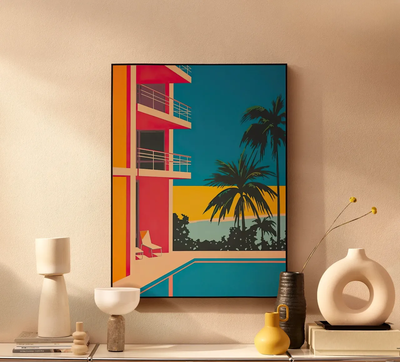 Palm Trees In The Swimming Pool alluminio dibond da Leonard Barreiro
