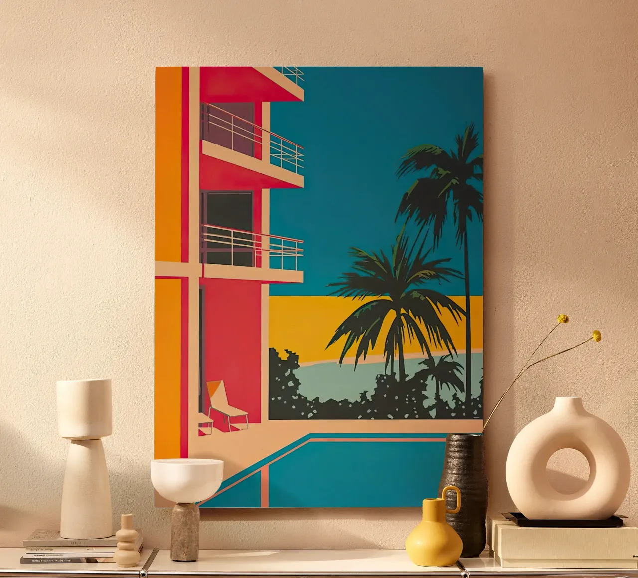 Palm Trees In The Swimming Pool alluminio dibond da Leonard Barreiro