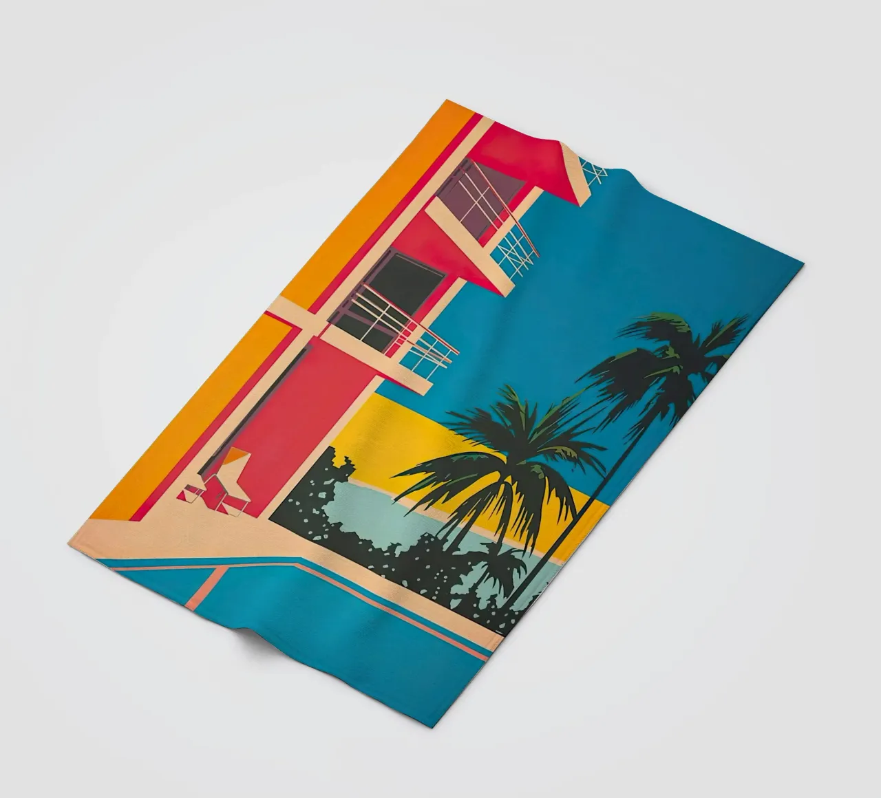 Palm Trees In The Swimming Pool coperta in pile da Leonard Barreiro