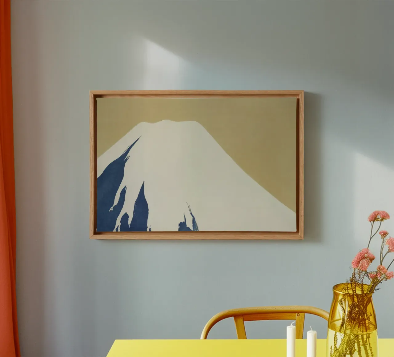 Mount Fuji from Momoyogusa–Flowers of a Hundred Generations canvas with Floater frame by vintageshop