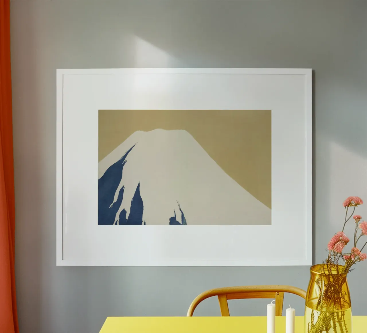Mount Fuji from Momoyogusa–Flowers of a Hundred Generations poster con telaio in plastica da vintageshop