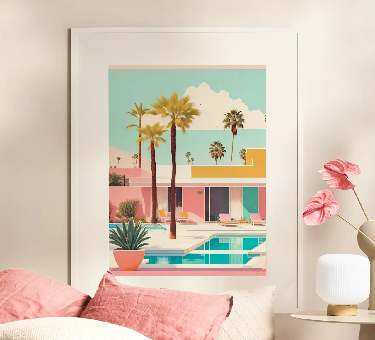 Pink Theme poster con telaio in alluminio da Leonard Barreiro