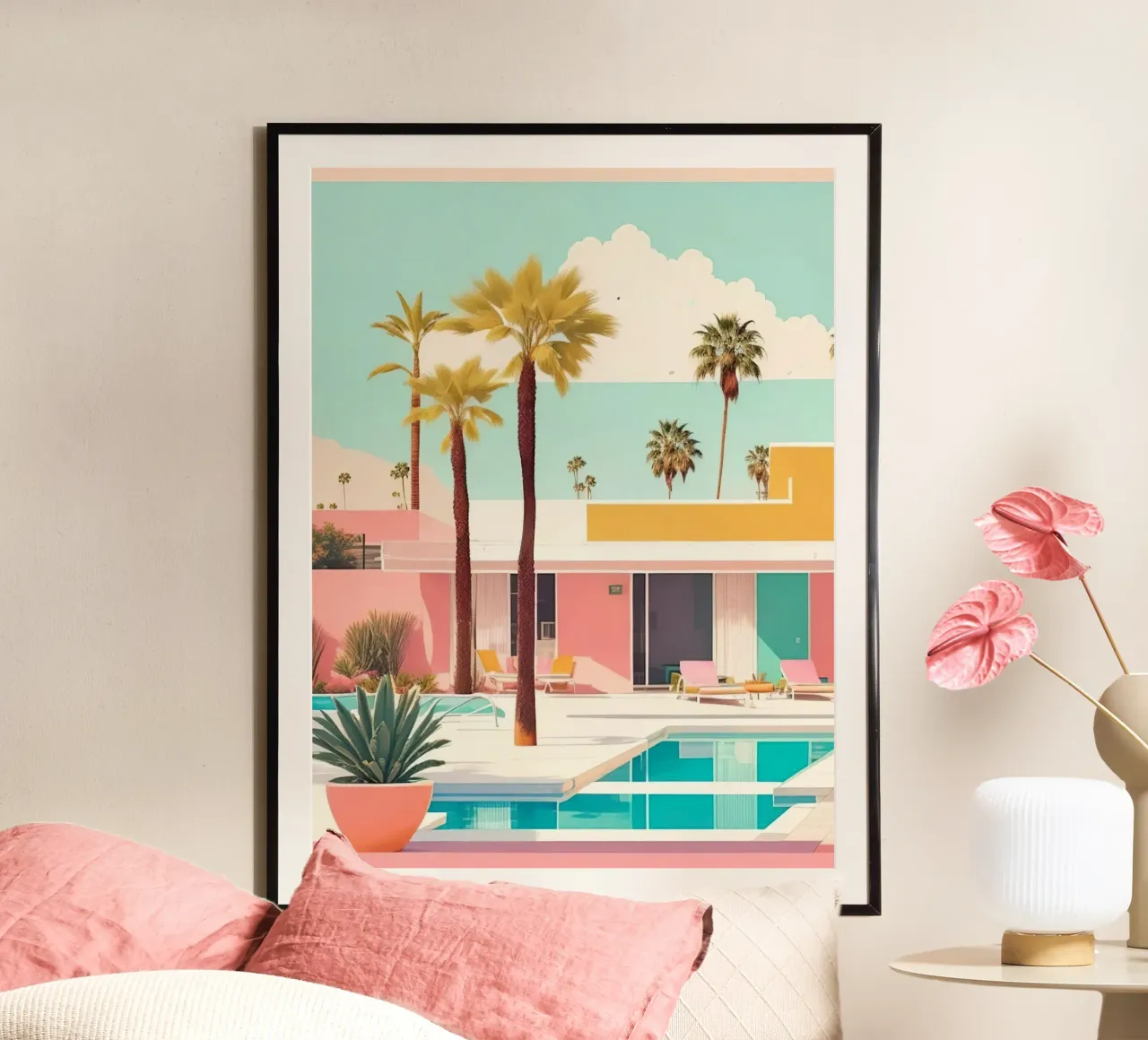 Pink Theme poster con telaio in alluminio da Leonard Barreiro