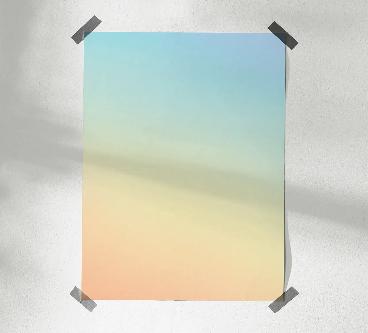 Murmures d’Aube - Dégradés de Bleu, Pêche, Jaune, Vert poster avec cadre en aluminium de studiofox