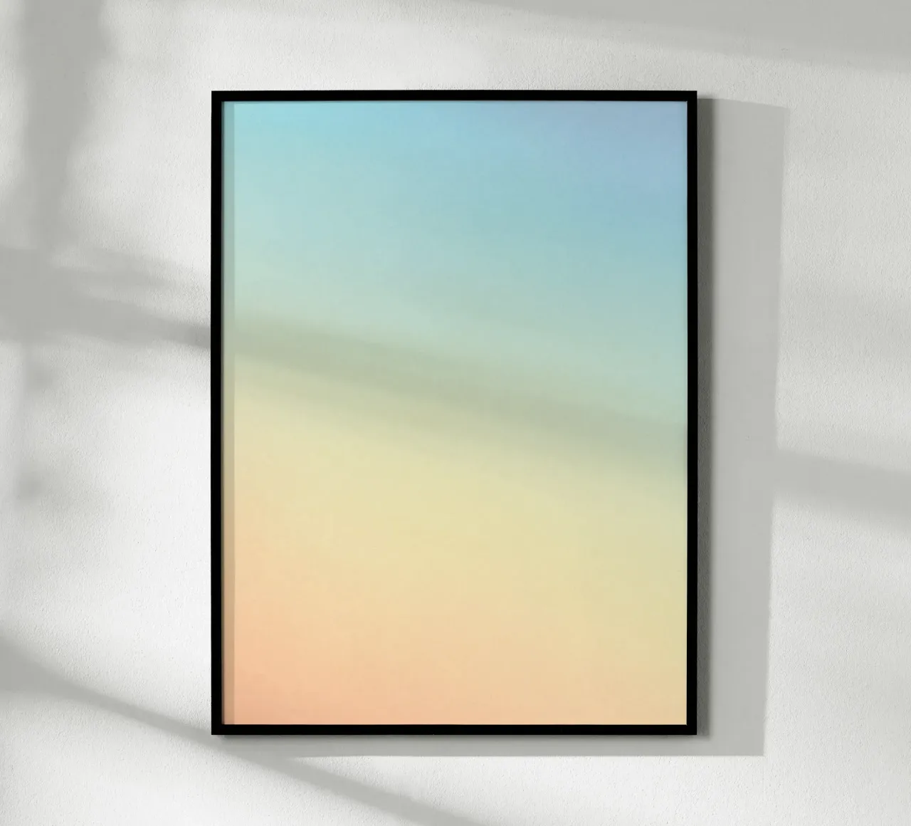 Murmures d’Aube - Dégradés de Bleu, Pêche, Jaune, Vert poster avec cadre en aluminium de studiofox