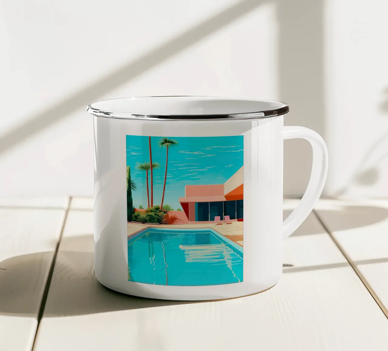 Modern House With Swimming Pool tazza in smalto da Leonard Barreiro