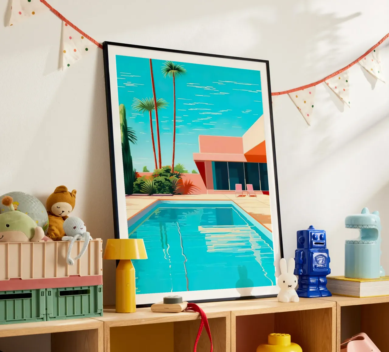 Modern House With Swimming Pool poster con telaio in alluminio da Leonard Barreiro