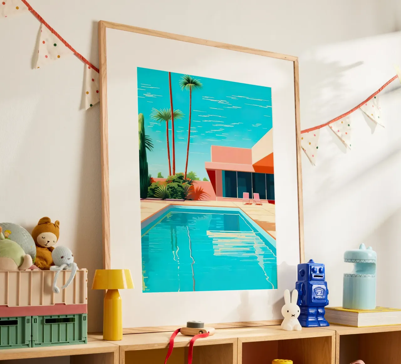 Modern House With Swimming Pool poster con telaio in alluminio da Leonard Barreiro