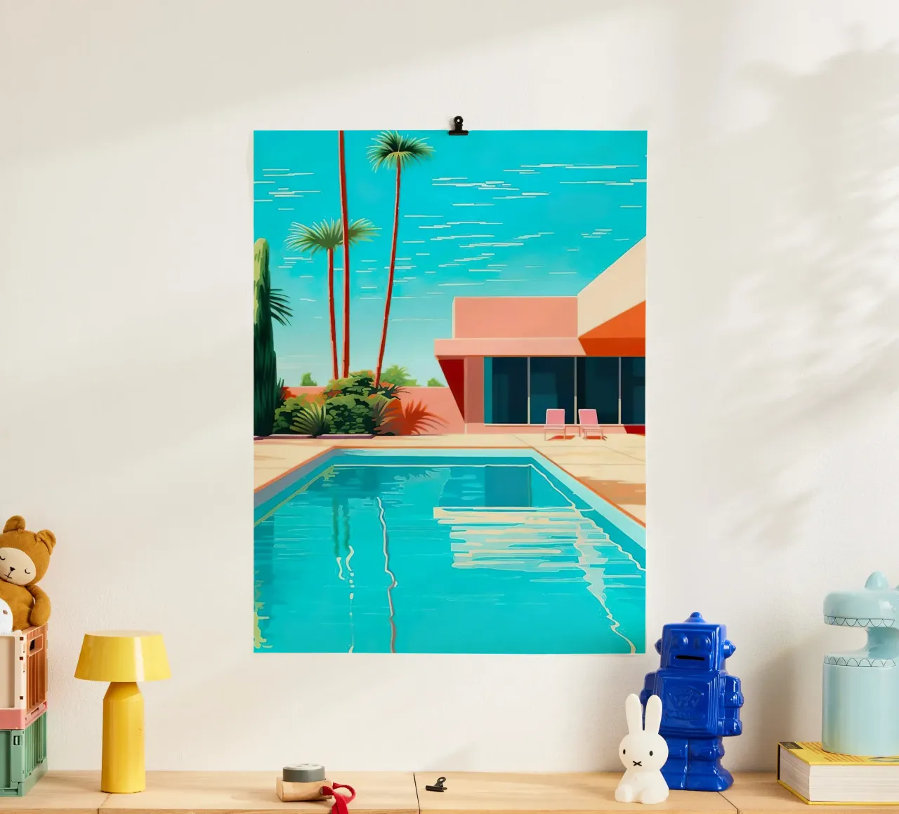 Modern House With Swimming Pool poster con telaio in alluminio da Leonard Barreiro