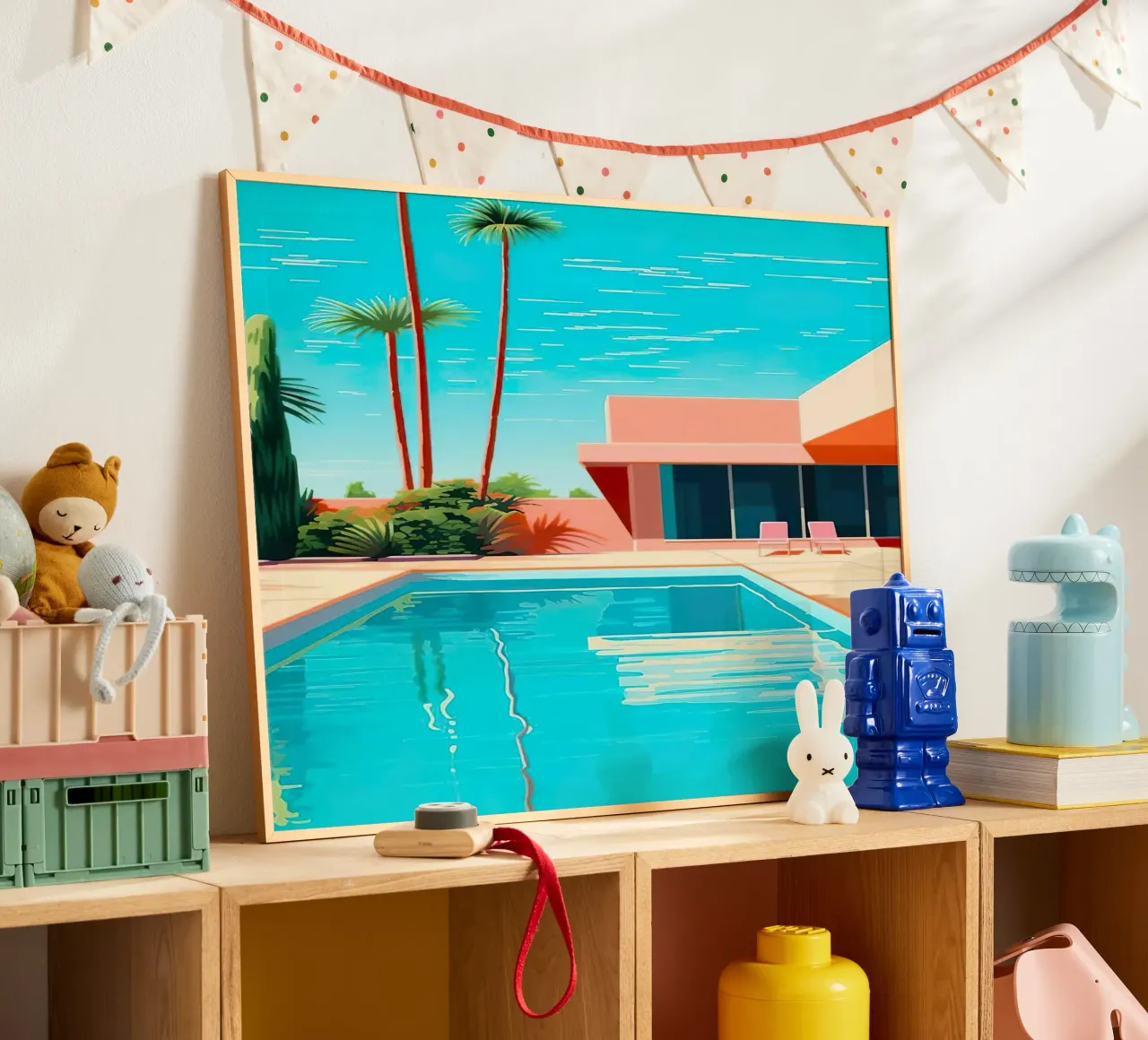 Modern House With Swimming Pool poster con telaio in alluminio da Leonard Barreiro