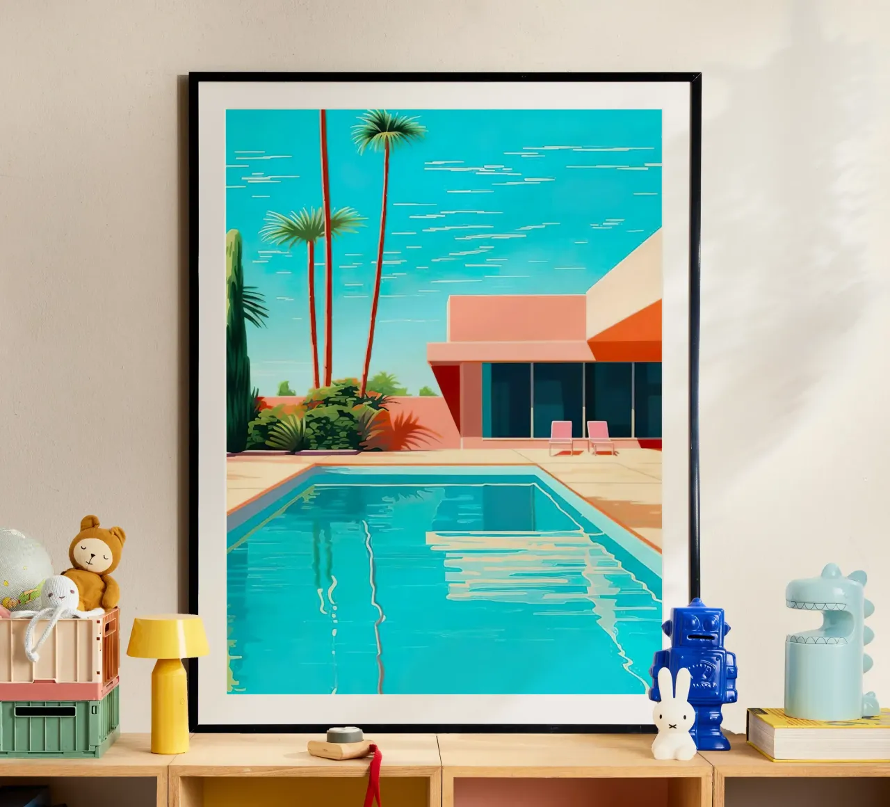 Modern House With Swimming Pool poster con telaio in alluminio da Leonard Barreiro