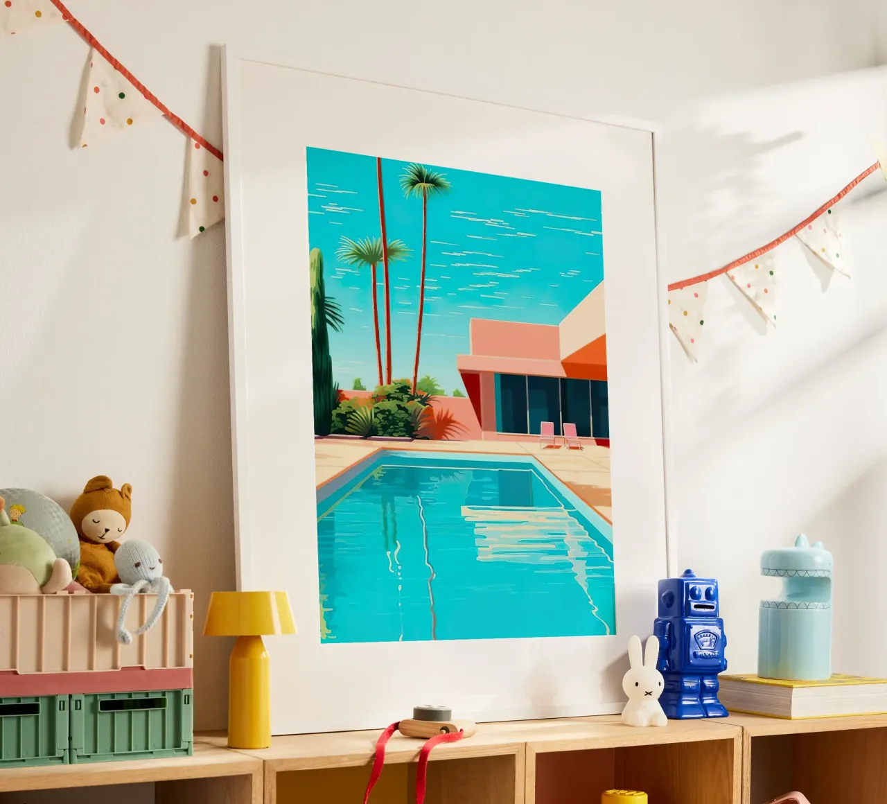 Modern House With Swimming Pool poster con telaio in alluminio da Leonard Barreiro