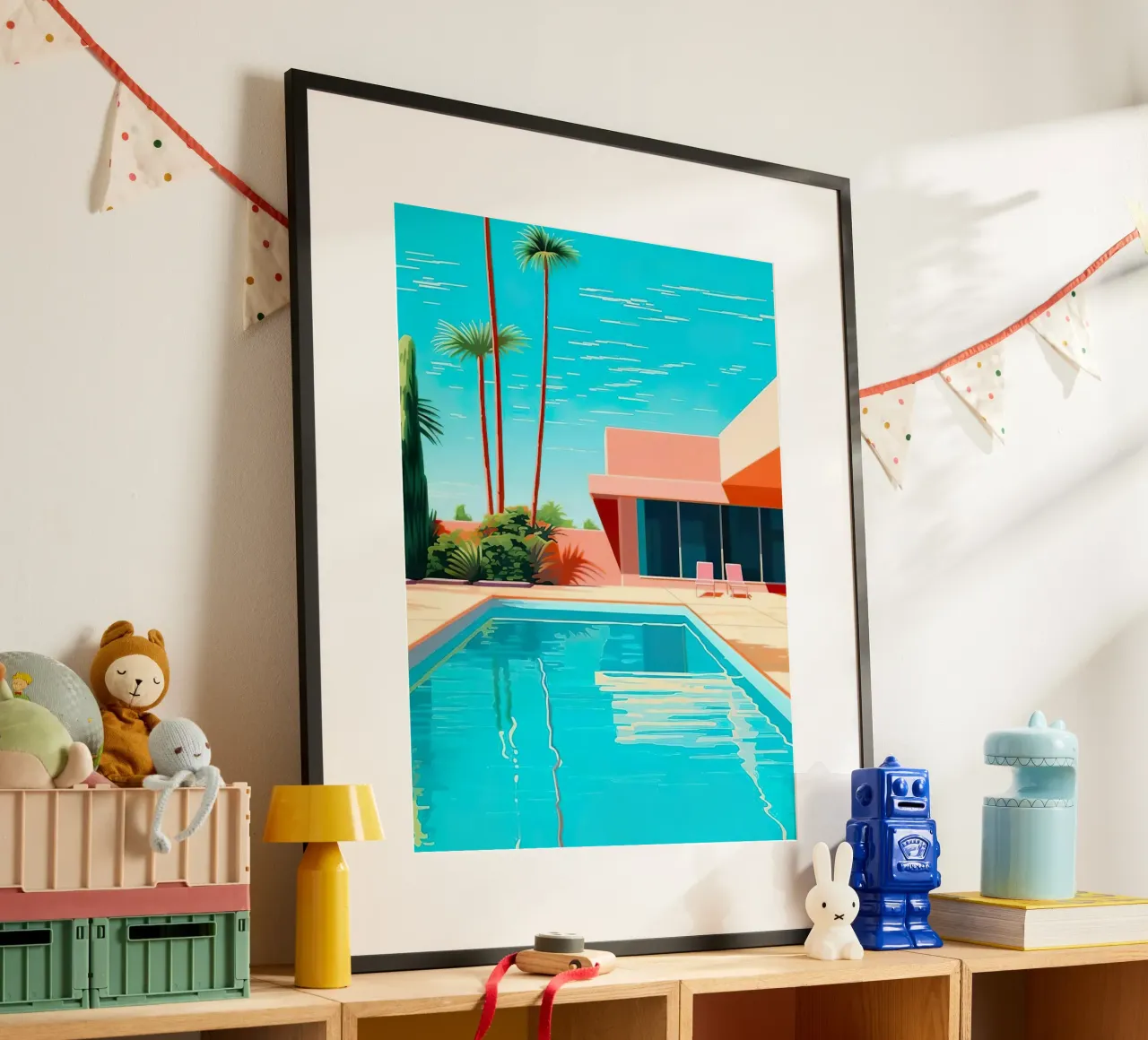 Modern House With Swimming Pool poster con telaio in alluminio da Leonard Barreiro