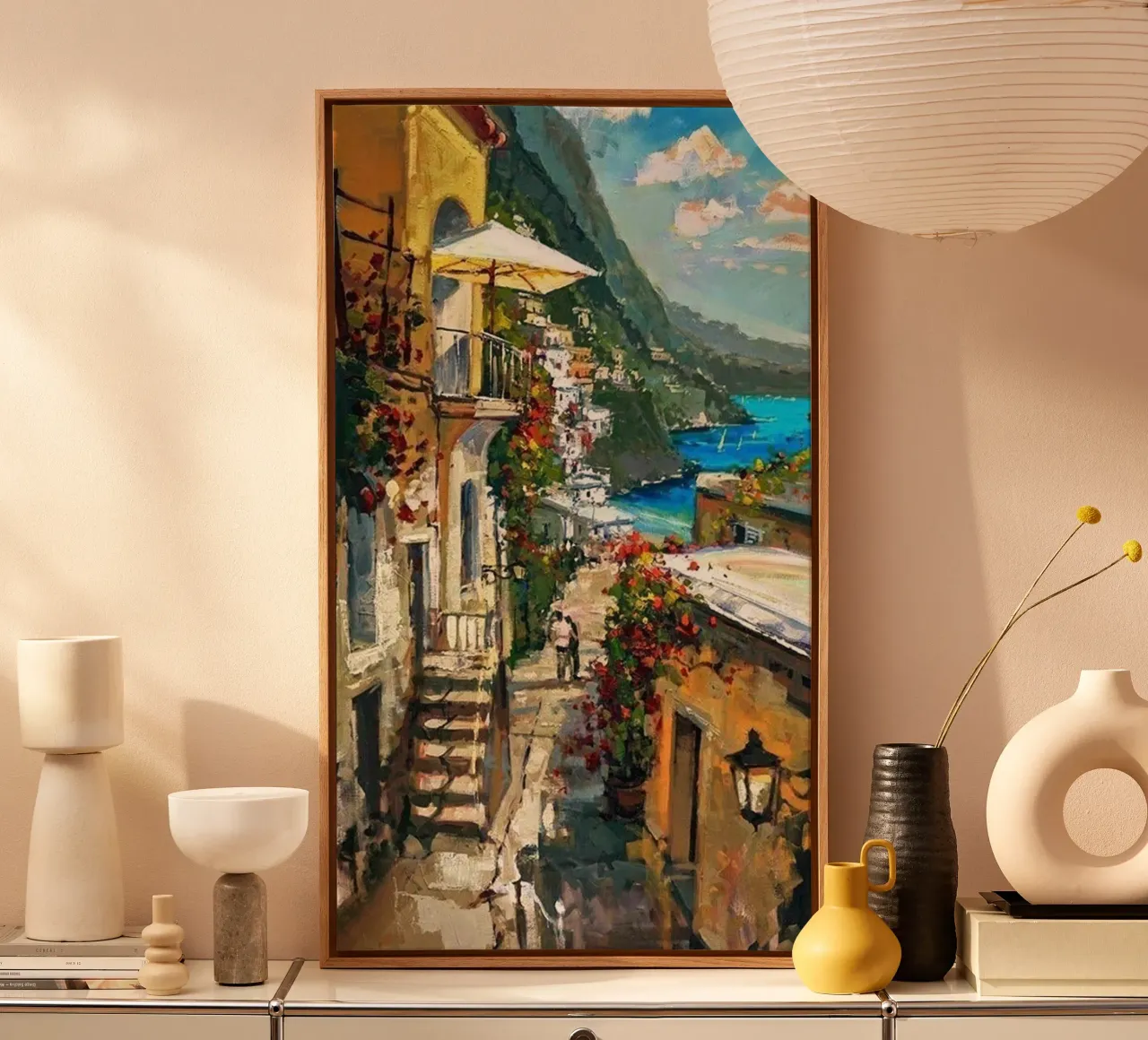 kustlijn berghellingen canvas met Baklijst van belong shop