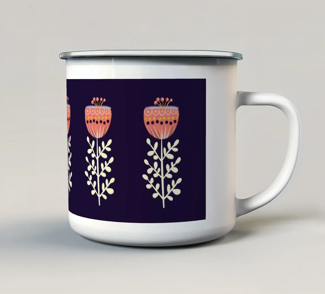 Fiore folk-scandinavo in colori vivaci tazza in smalto da showmemars