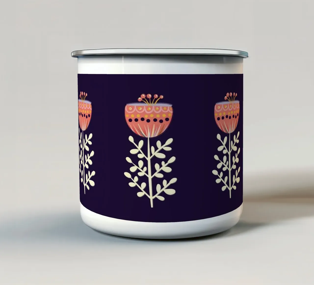 Fiore folk-scandinavo in colori vivaci tazza in smalto da showmemars