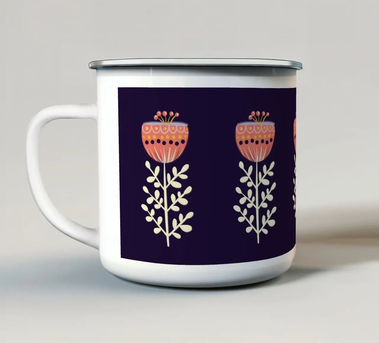 Fiore folk-scandinavo in colori vivaci tazza in smalto da showmemars