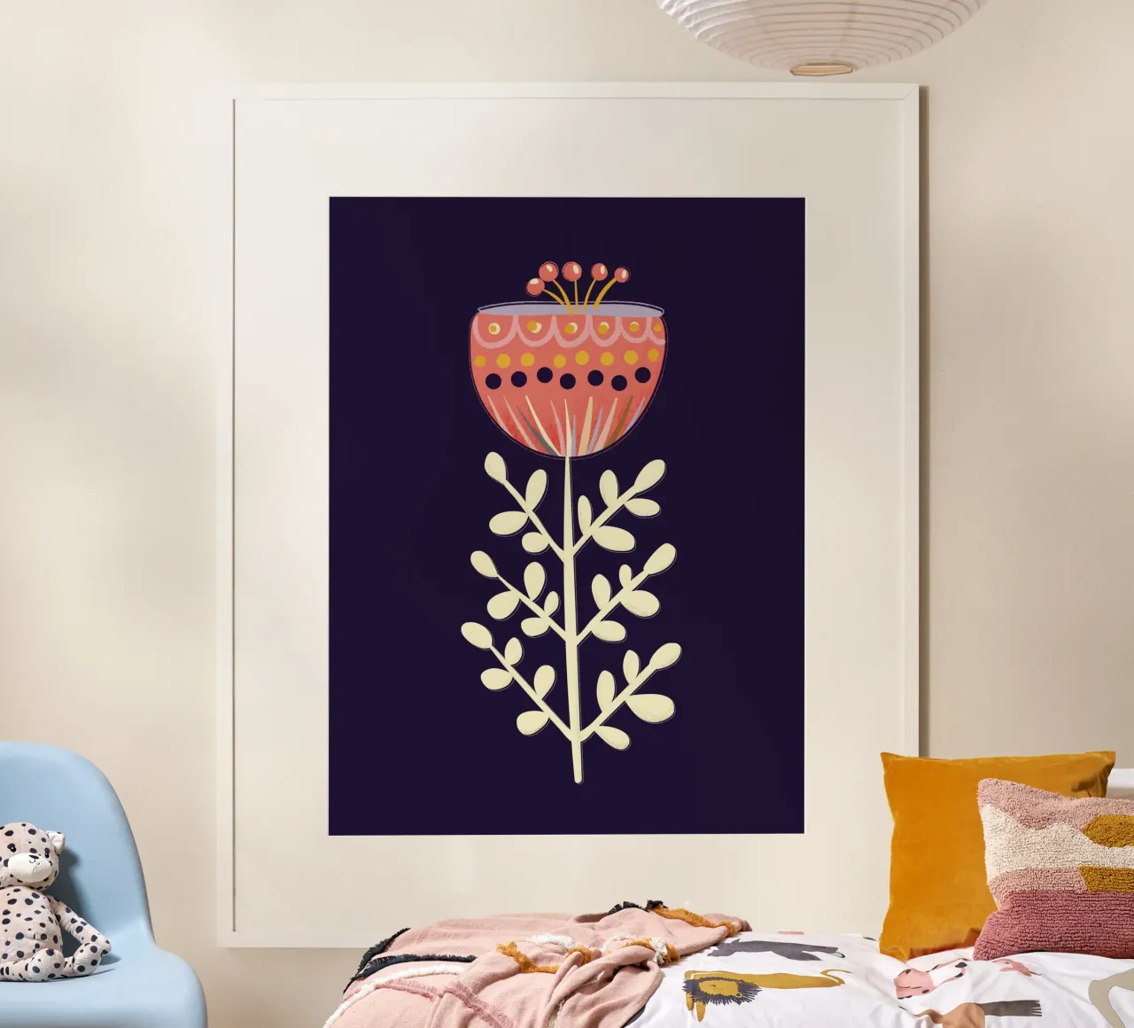 Scandi-Folk-Blume in kräftigen Farben Poster von showmemars