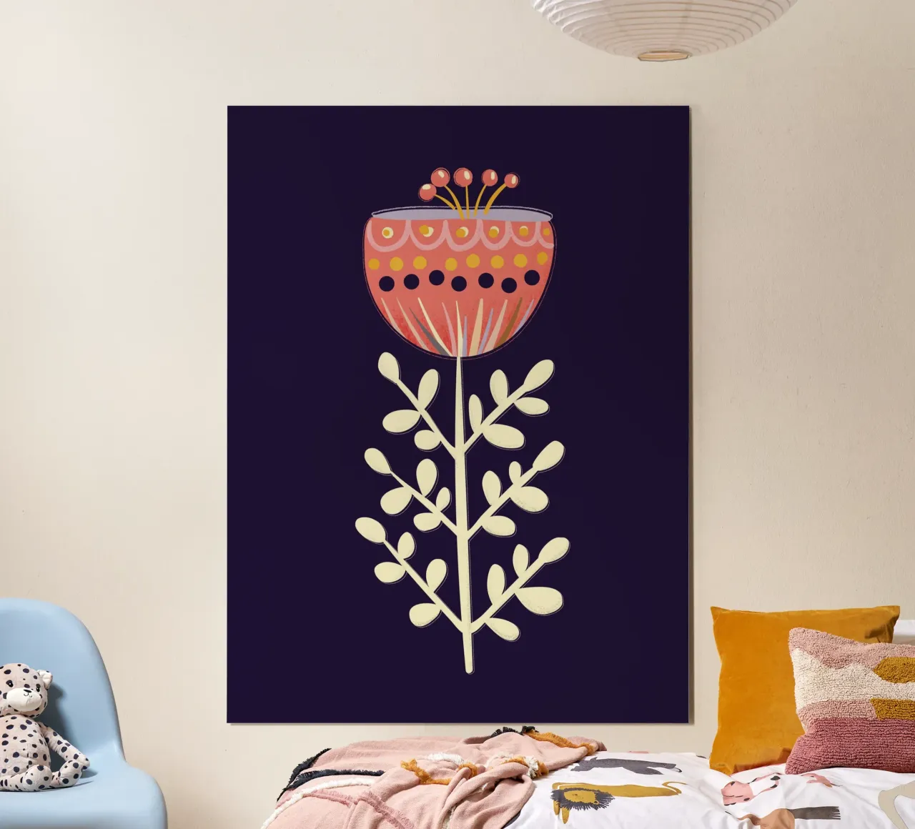 Scandi-Folk-Blume in kräftigen Farben Poster von showmemars