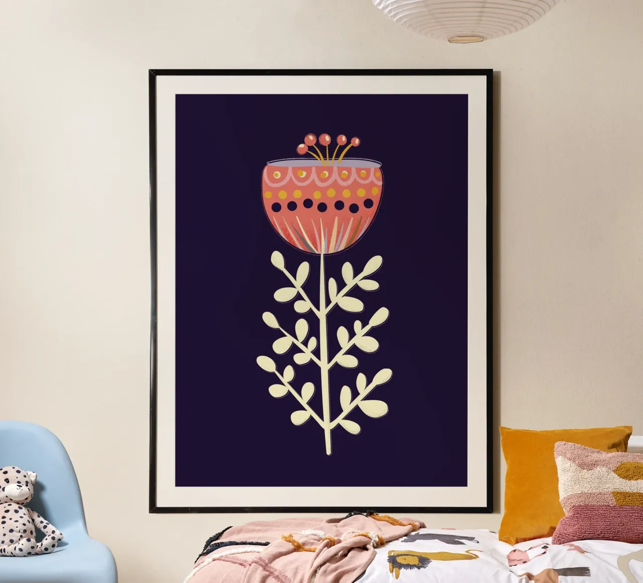 Scandi-Folk-Blume in kräftigen Farben Poster von showmemars