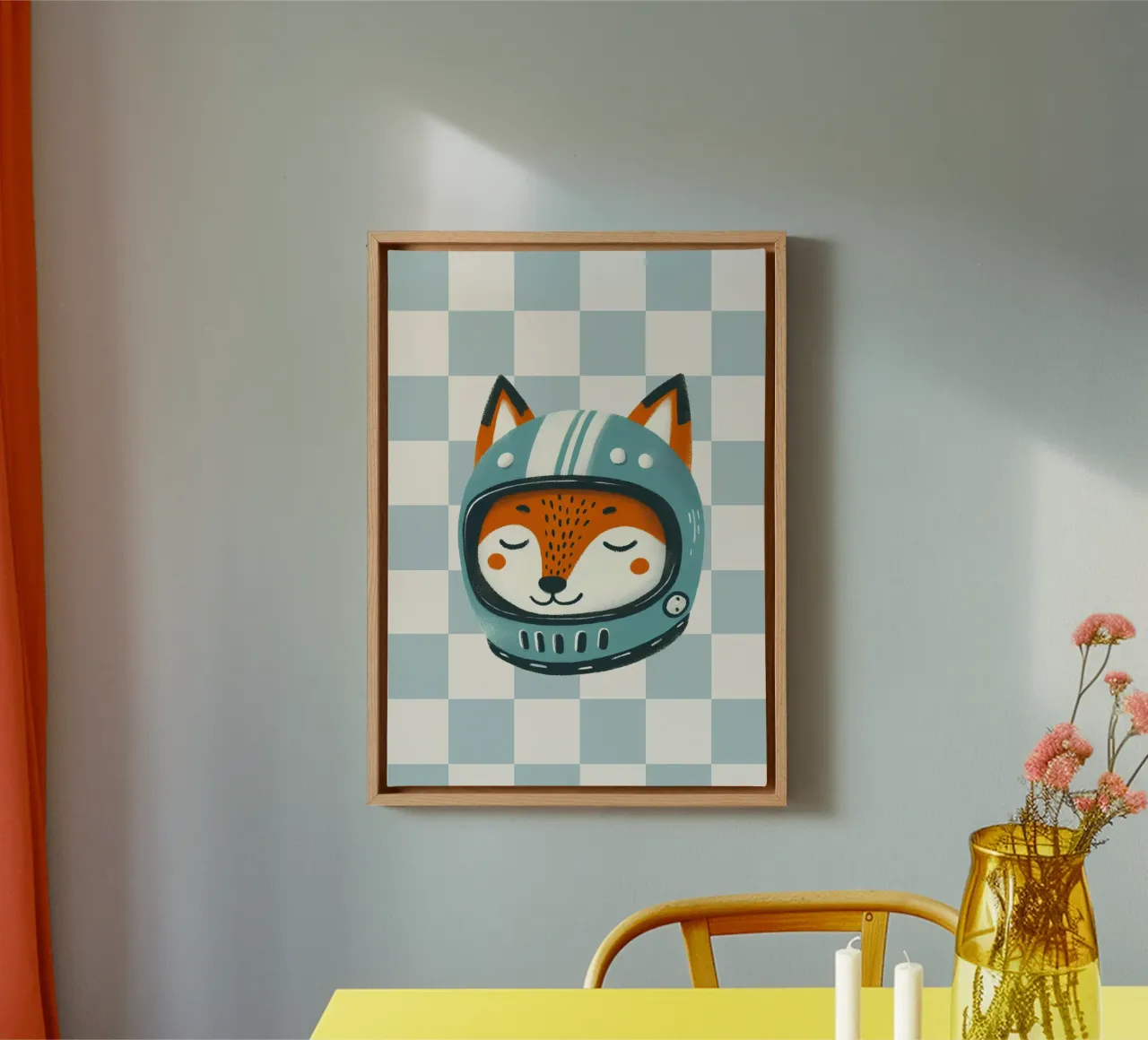 Dierenprint kinderkamer, kindermuurkunst, speelkamerdecoratie, vossenkunst canvas met Baklijst van Little Lola