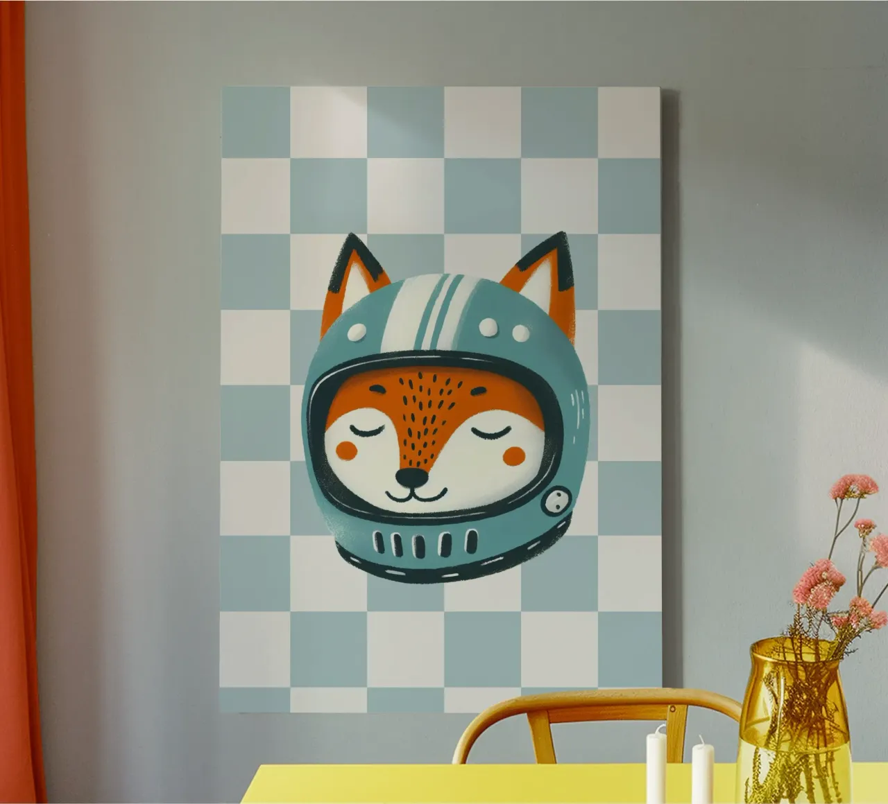Dierenprint kinderkamer, kindermuurkunst, speelkamerdecoratie, vossenkunst canvas met Baklijst van Little Lola